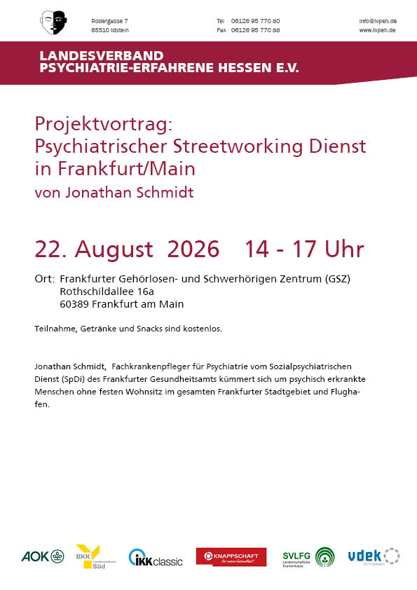 Projektvortrag: Psychiatrischer Streetworking Dienst in Frankfurt/Main von Jonathan Schmidt